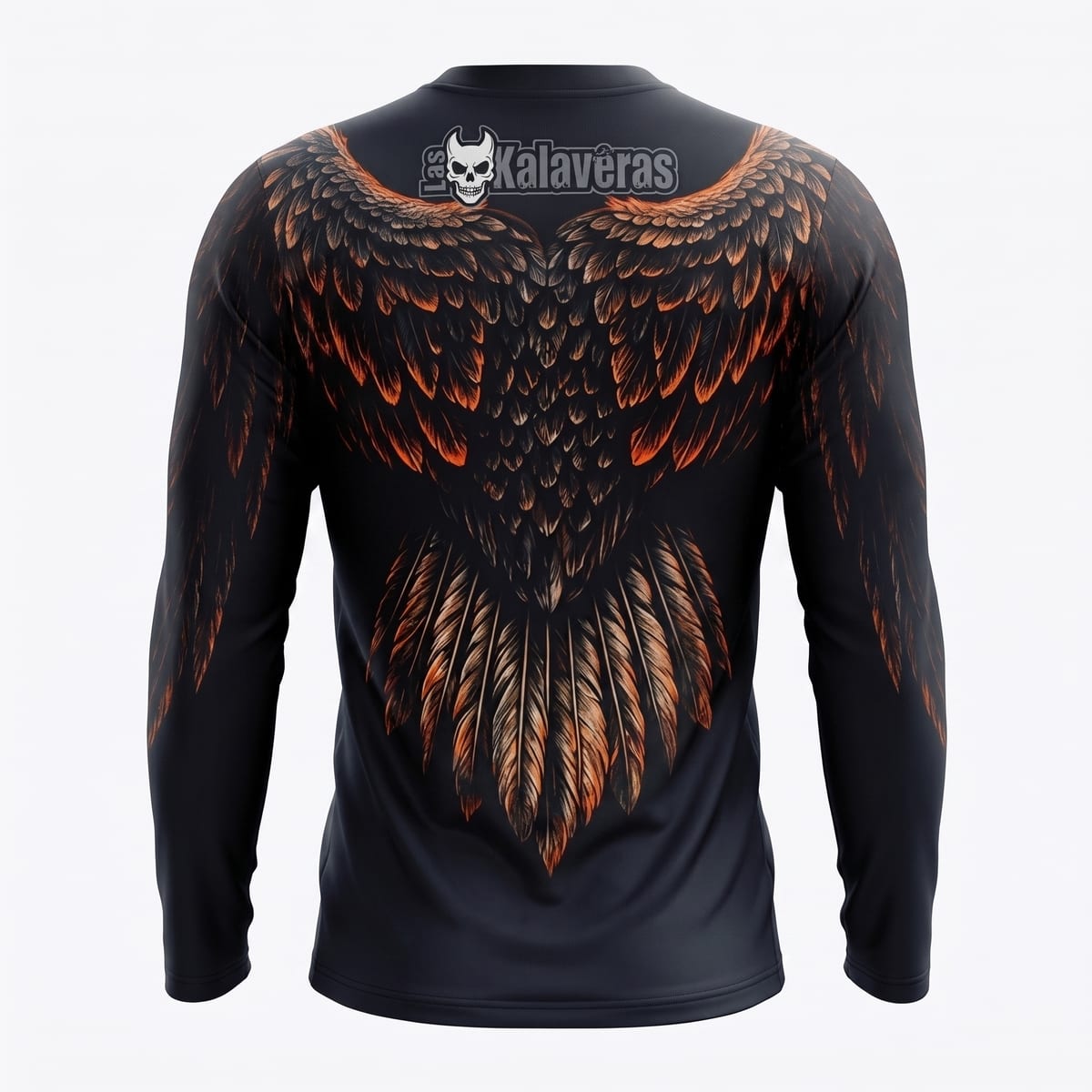 Playera Manga Larga Línea Animales Ancestrales - Águila Blanco y Negro