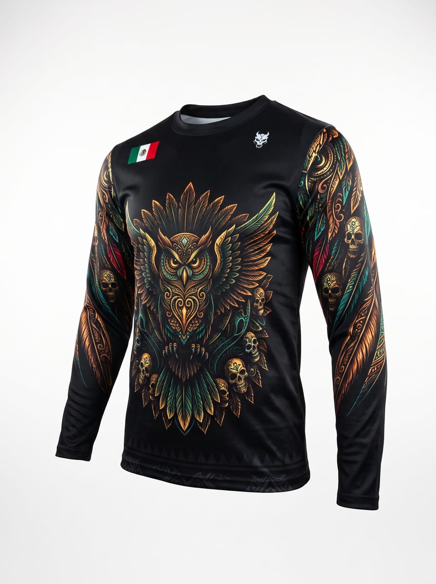 Playera Manga Larga Línea Animales Ancestrales - Búho Blanca Búho