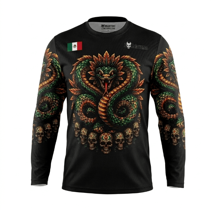 Playera Manga Larga Línea Animales Ancestrales - Búho Blanca Serpiente