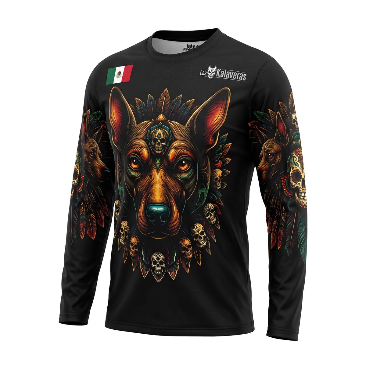 Playera Manga Larga Línea Animales Ancestrales - Búho Blanca Xoloscuincle
