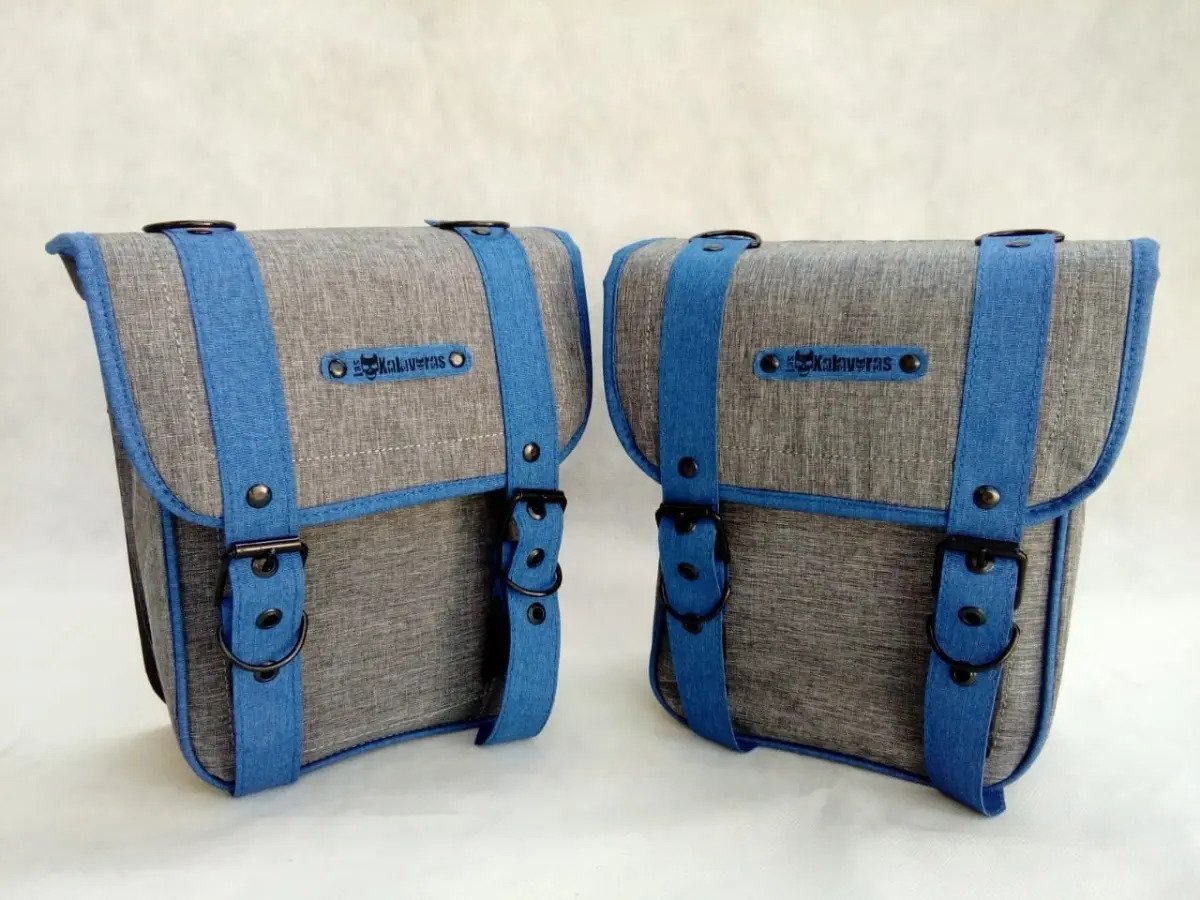 Alforja/Mochila para Bicicleta (30x25x11) Gris c/azul