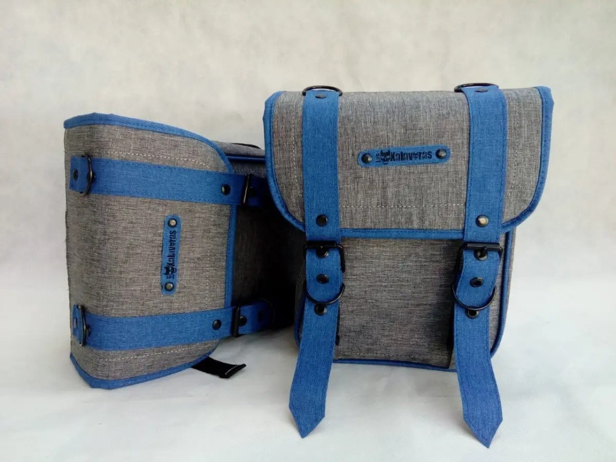 Alforja/Mochila para Bicicleta (30x25x11) - Gris c/azul