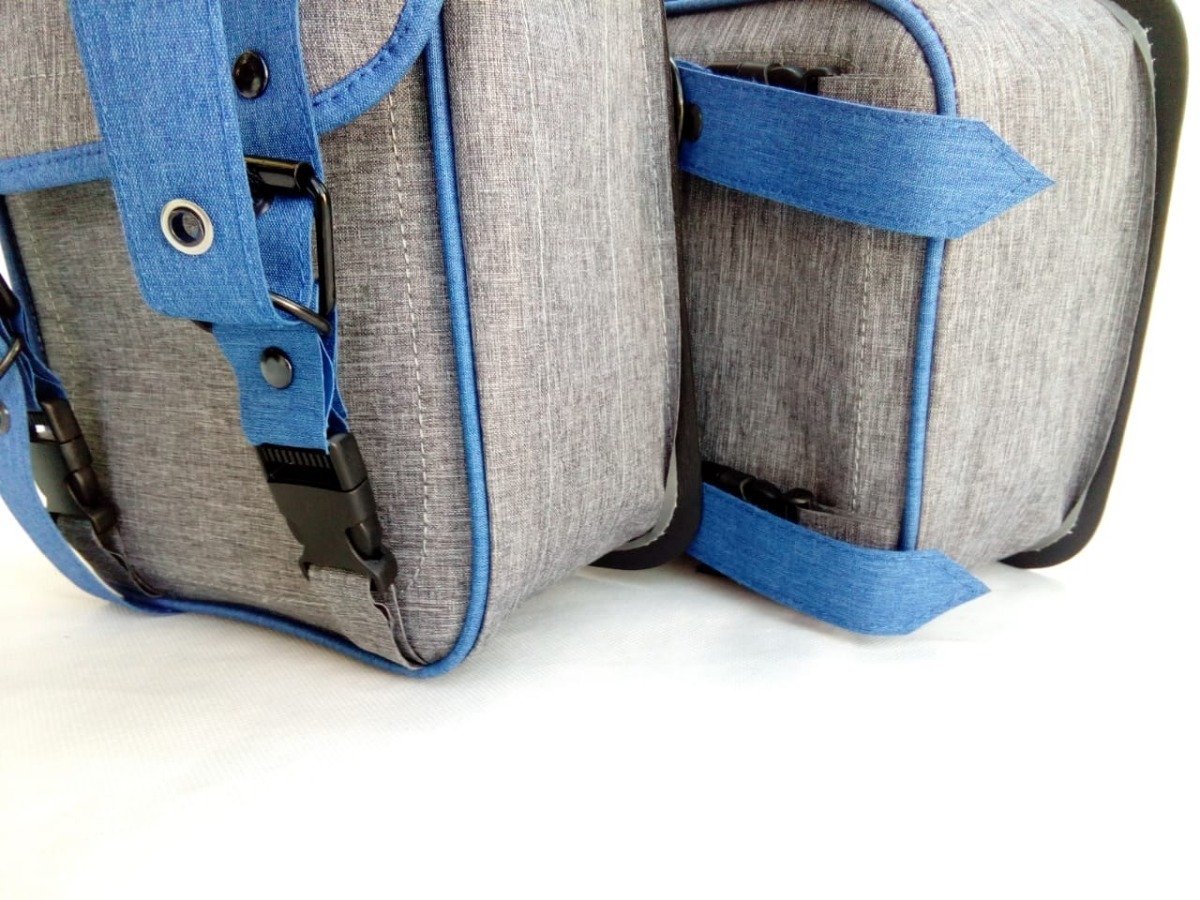 Alforja/Mochila para Bicicleta (30x25x11) - Gris c/azul