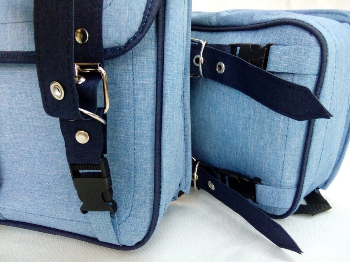 Alforja/Mochila para Bicicleta (30x25x11) - Mezcilla c/marino