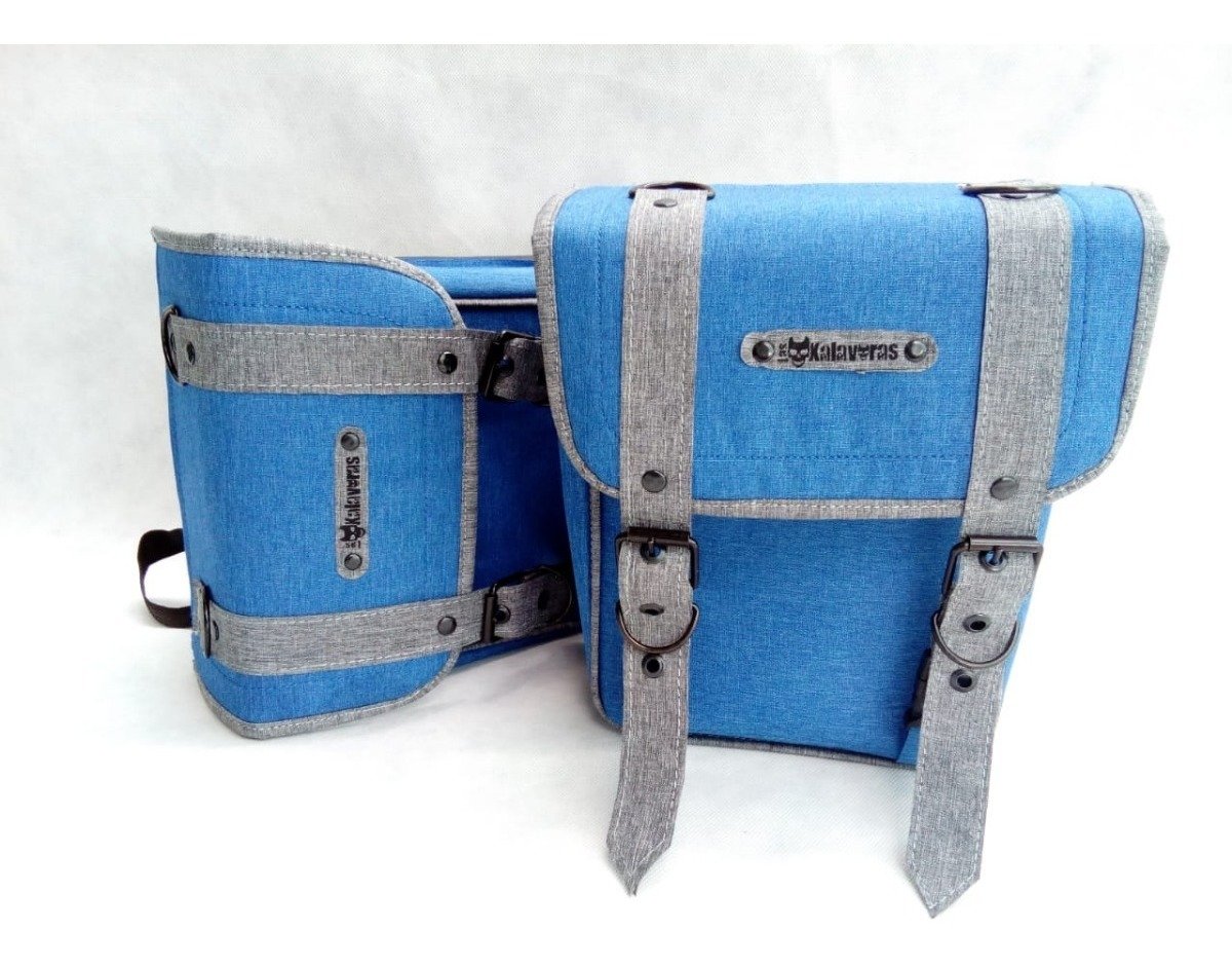 Alforja/Mochila para Bicicleta (30x25x11) - Azul c/gris