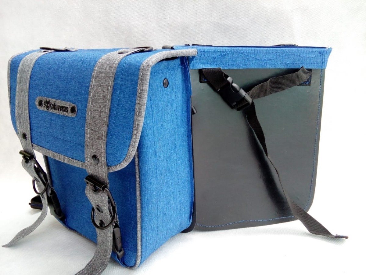 Alforja/Mochila para Bicicleta (30x25x11) - Azul c/gris