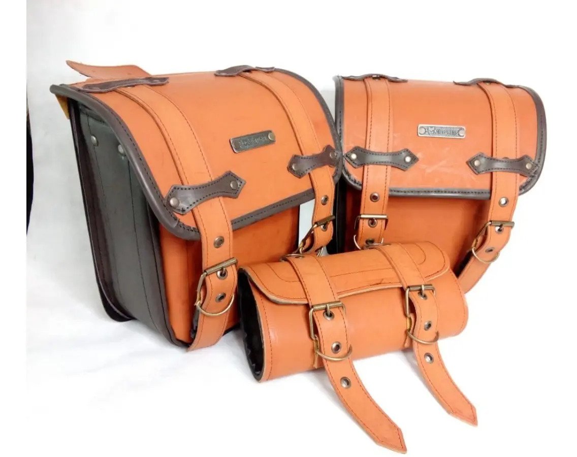 Alforjas Chicas de Lujo Camel + Portaherramientas