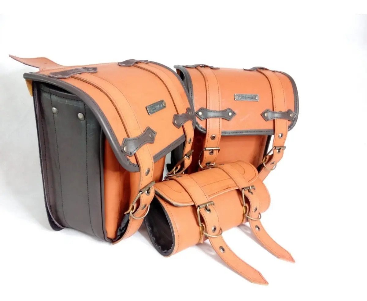Alforjas Chicas de Lujo Camel + Portaherramientas