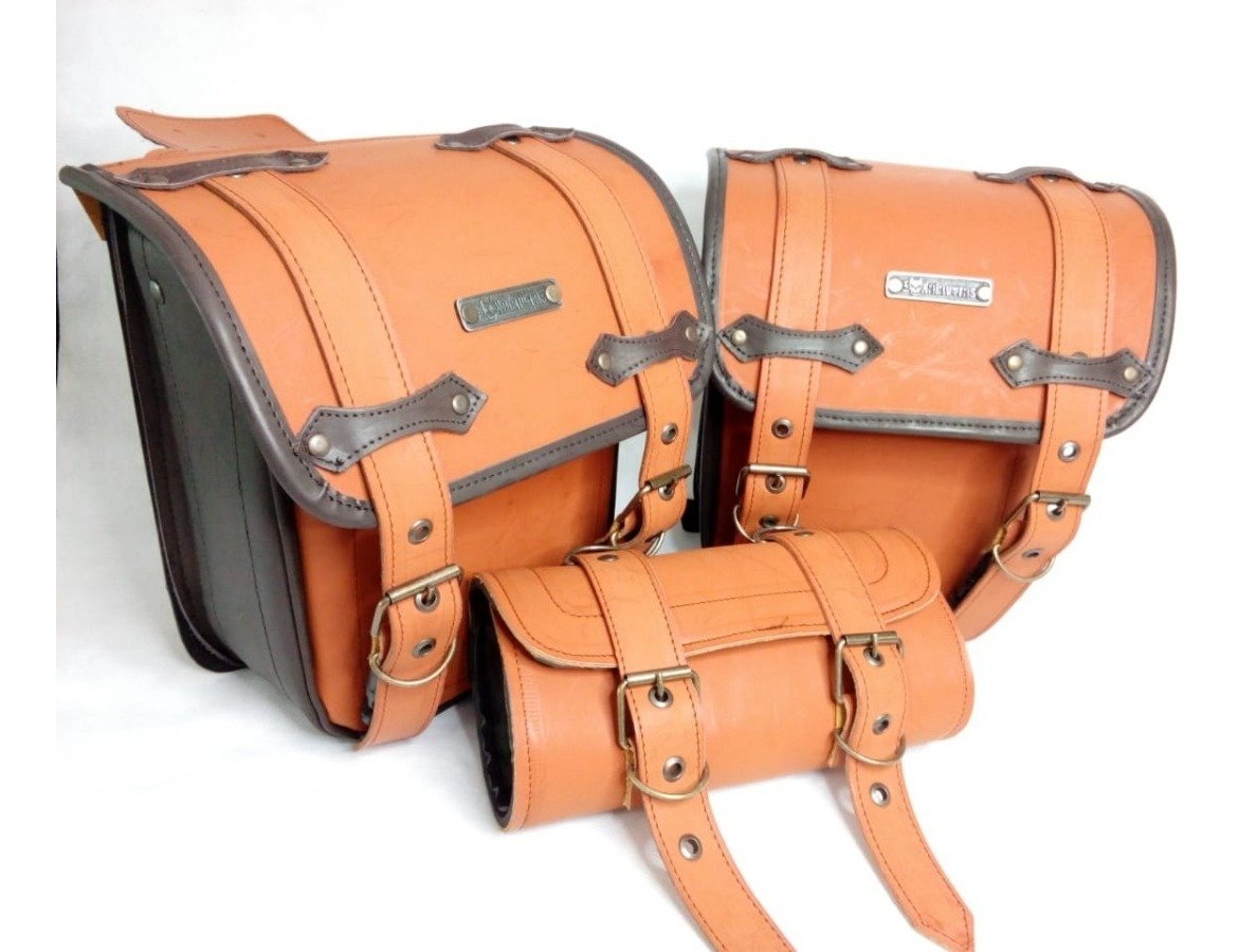 Alforjas Chicas de Lujo Camel + Portaherramientas