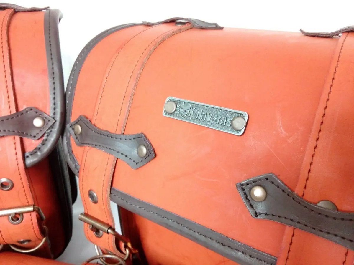 Alforjas Chicas de Lujo Camel + Portaherramientas