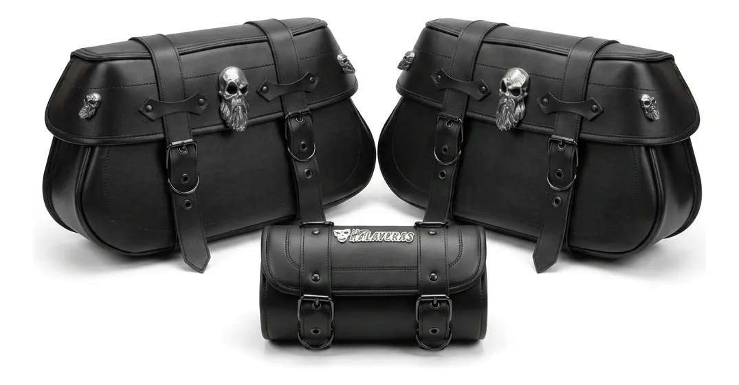 Alforjas K2 3D Las Kalaveras con Broche (44x25x18) Negro C/ Gris Obscuro