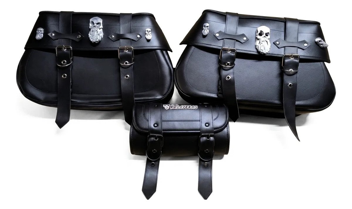 Alforjas K2 3D Las Kalaveras con Broche (44x25x18) Negra C/gris