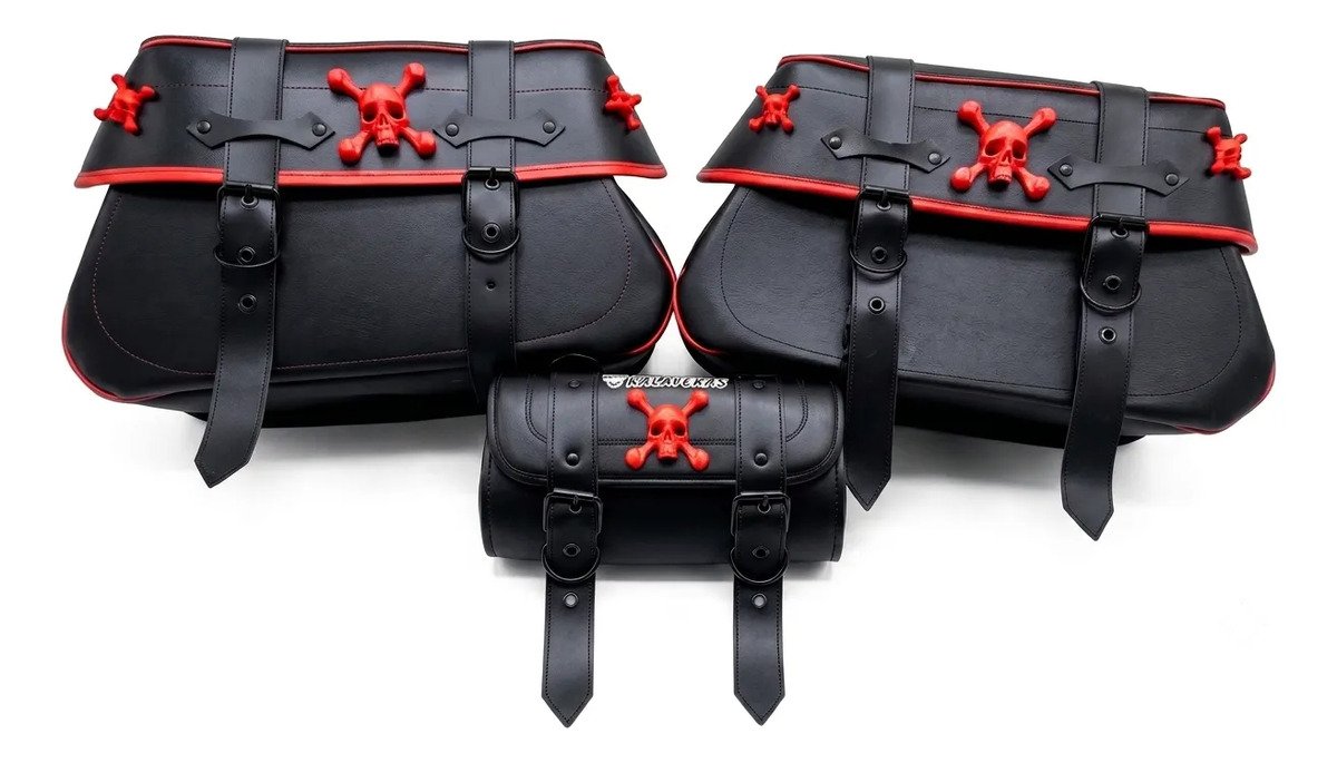 Alforjas K2 3D Las Kalaveras con Broche (44x25x18) Negro C/roja