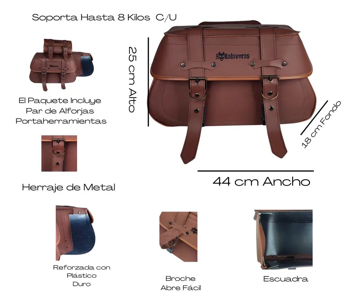 Alforjas K2 Línea de Lujo + Portaherramientas (28 L) - Camel sin adorno