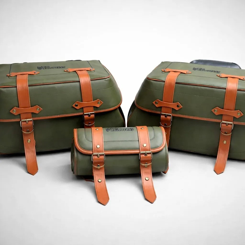 Alforjas K2 Línea de Lujo + Portaherramientas (28 L) - Verde musgo