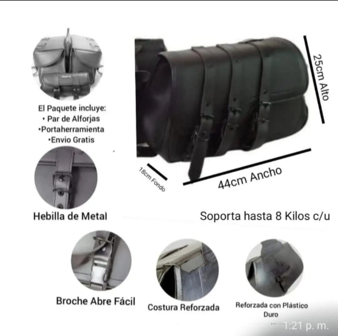 Alforjas Modelo A Reforzadas + Portaherramientas - Todas Negras