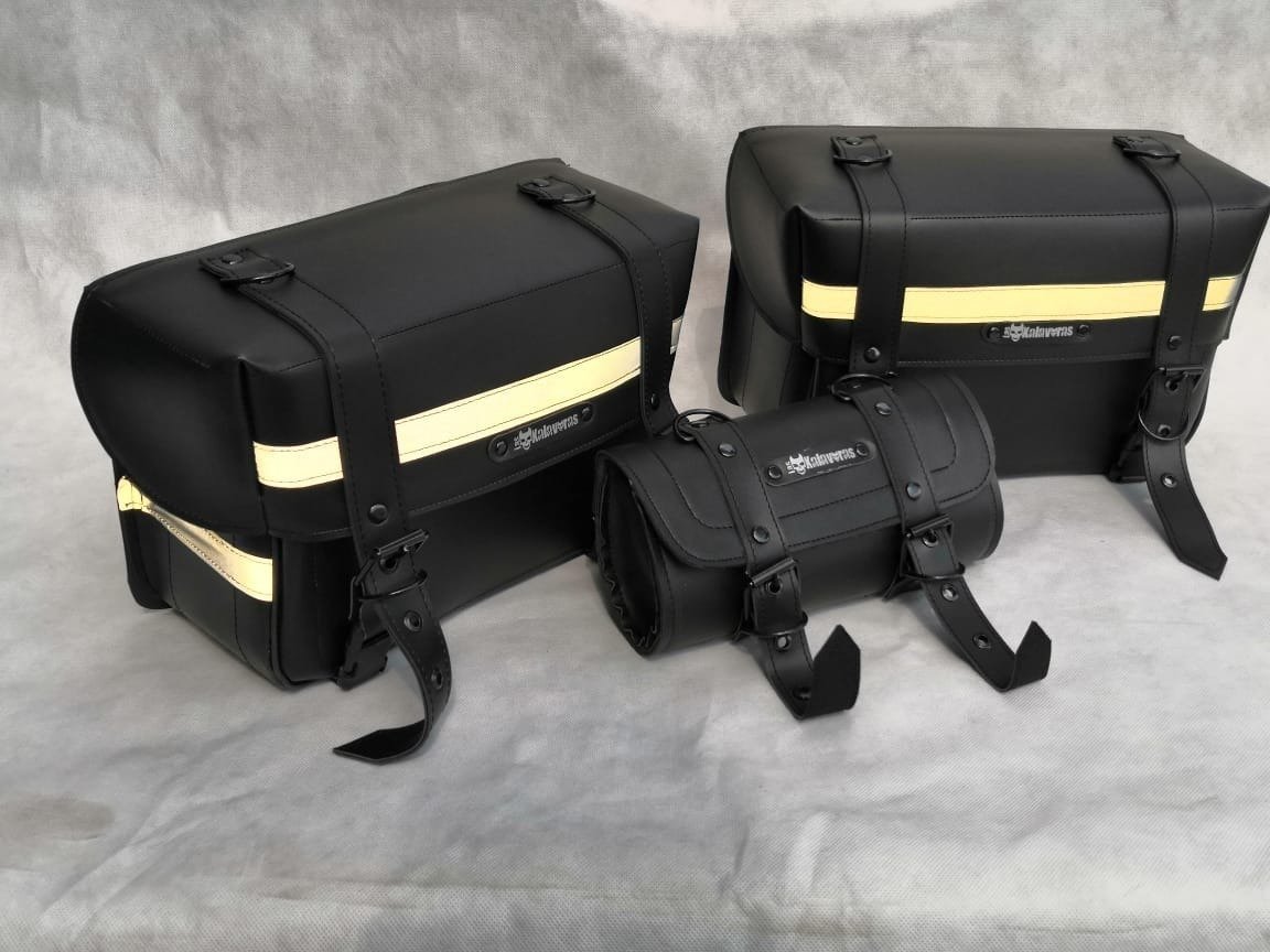 Alforjas Modelo B + Portaherramientas (24 L) - NEGRO C/REFLEJANTE