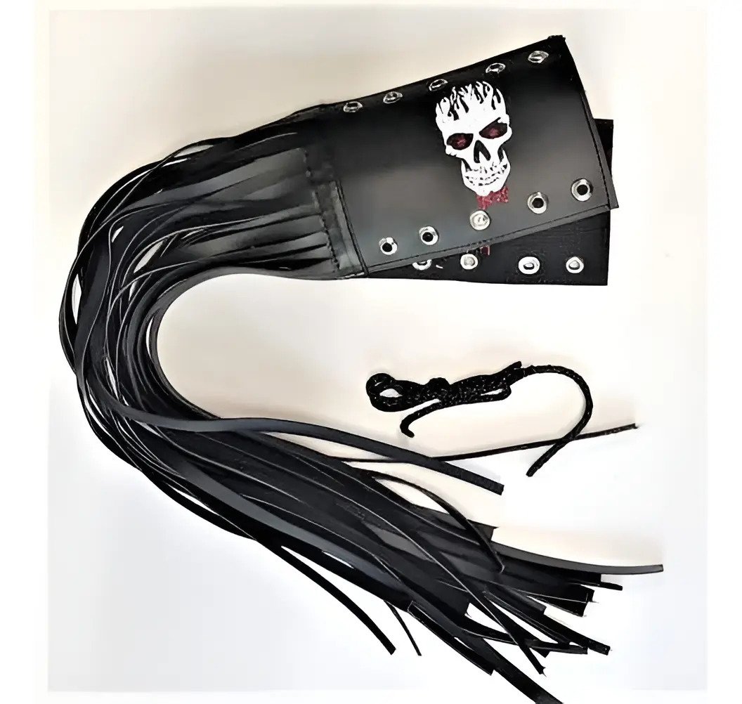 Barbas Bordadas Cubre Puños 70 cm (par) - Negro / BORDADO CALAVERA
