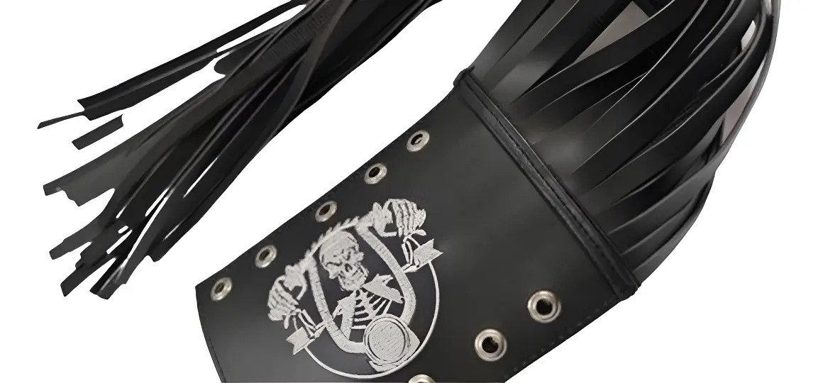 Barbas Bordadas Cubre Puños 70 cm (par) - BORDADAS MOTOCICLETA / Negro