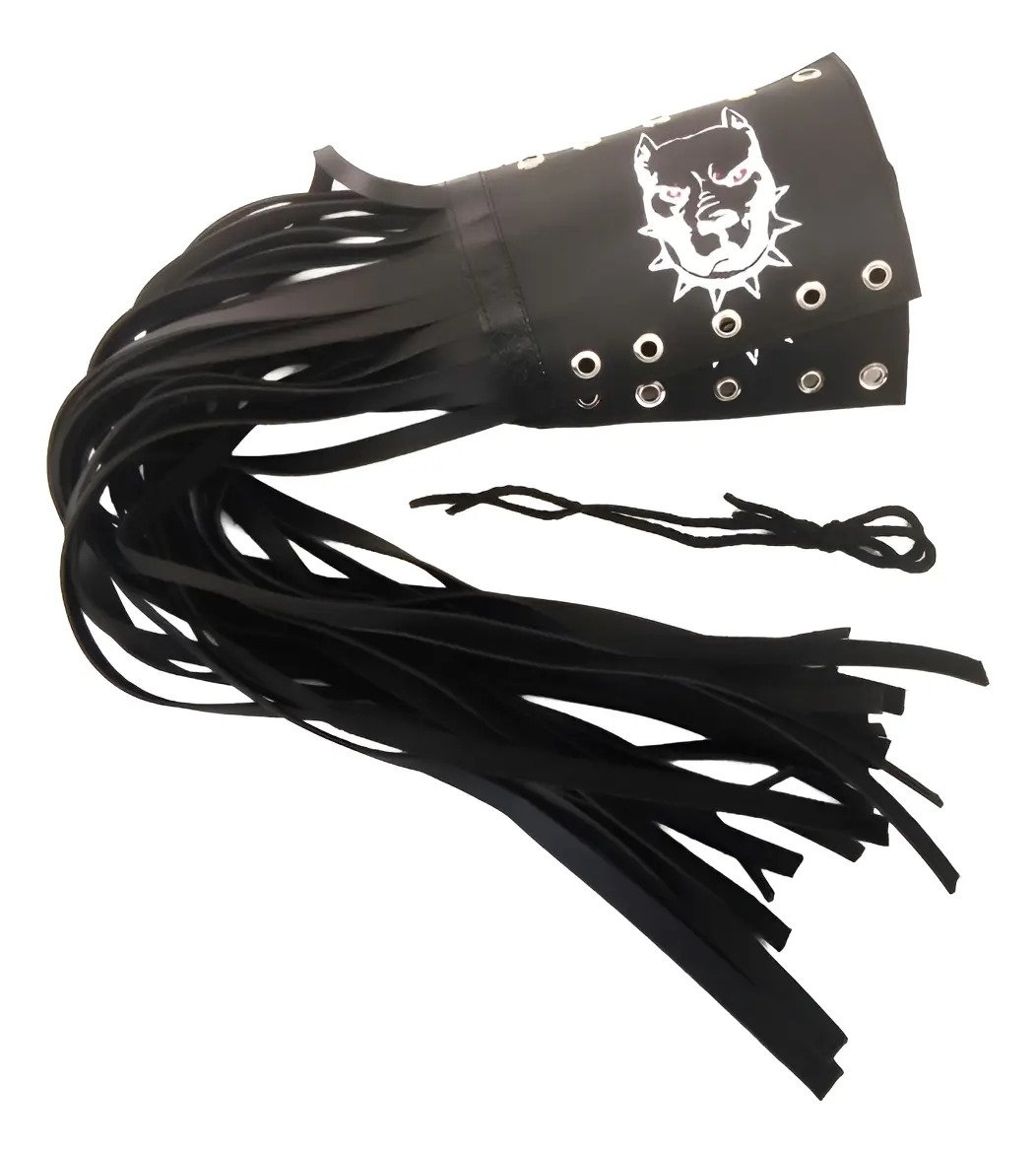 Barbas Bordadas Cubre Puños 70 cm (par) - Negro / BORDADO PITBULLL