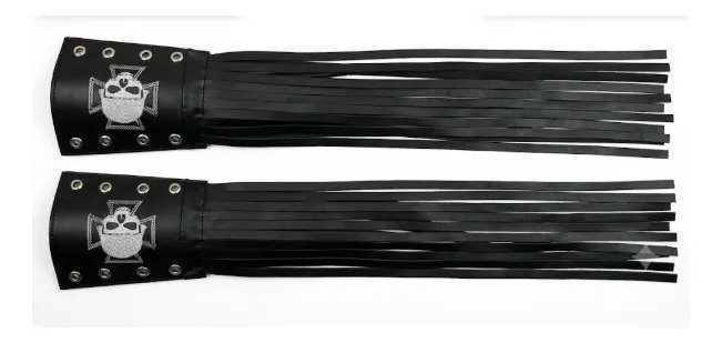 Barbas Bordadas Cubre Puños 70 cm (par) - Negro / bordada cruzskull1