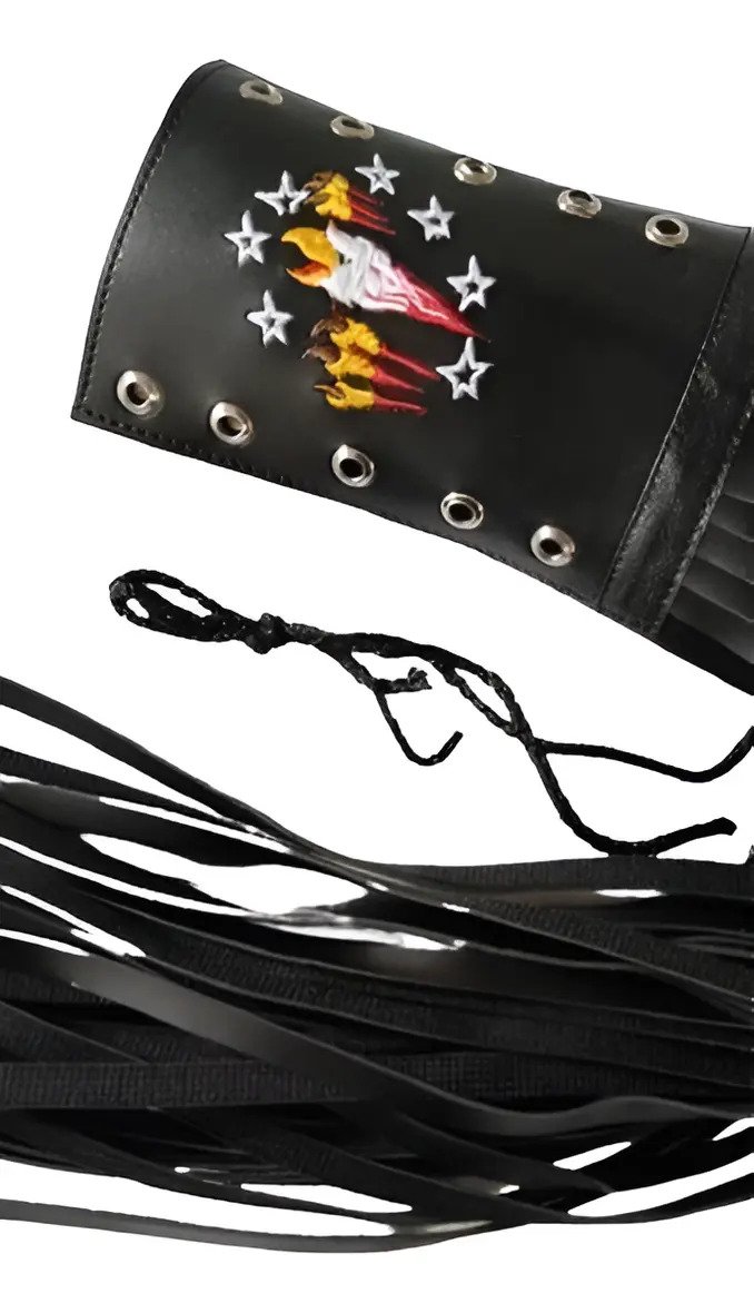 Barbas Bordadas Cubre Puños 70 cm (par) - Bordada eagle2 / Negro