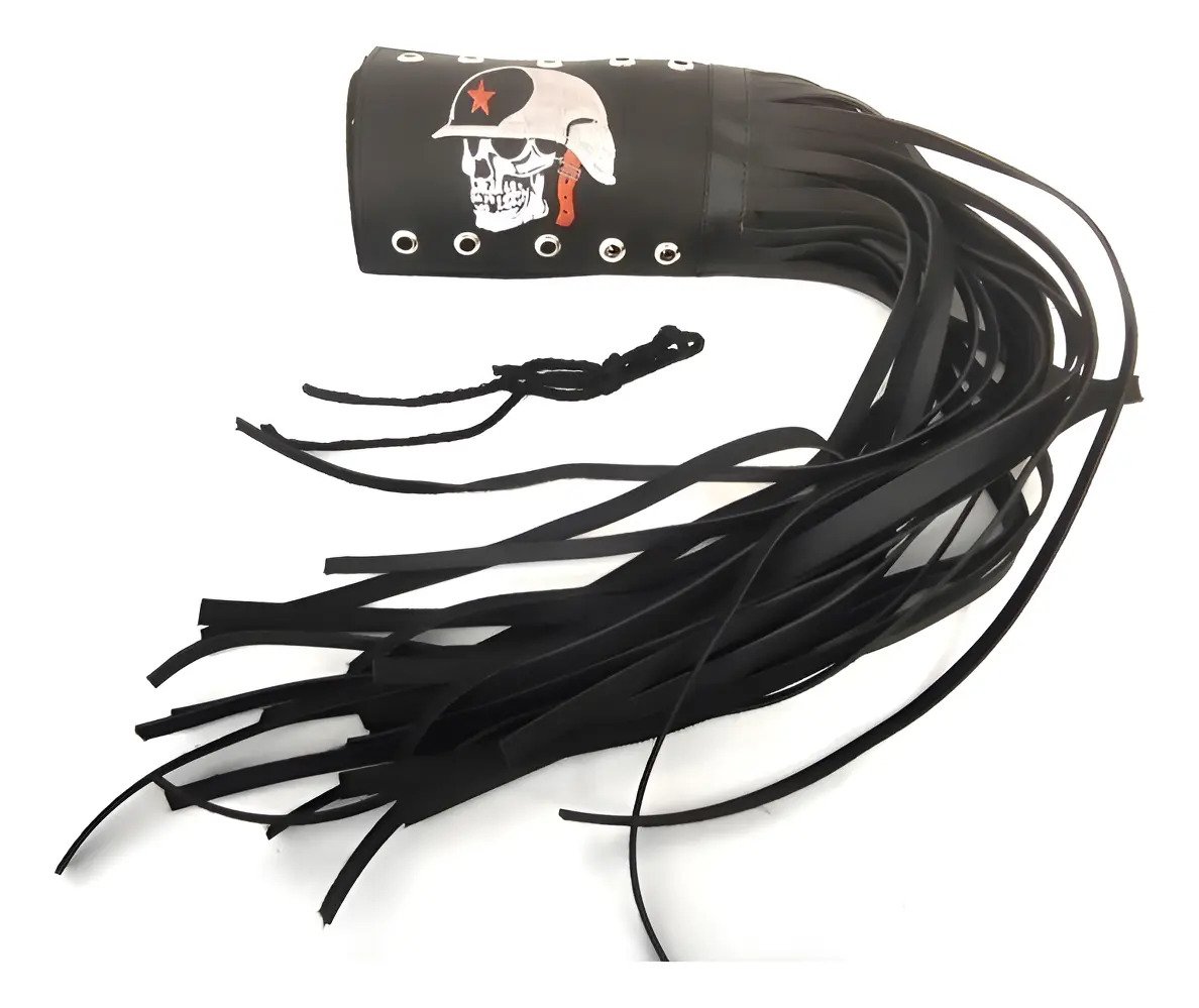Barbas Bordadas Cubre Puños 70 cm (par) - Bordada skullh / Negro