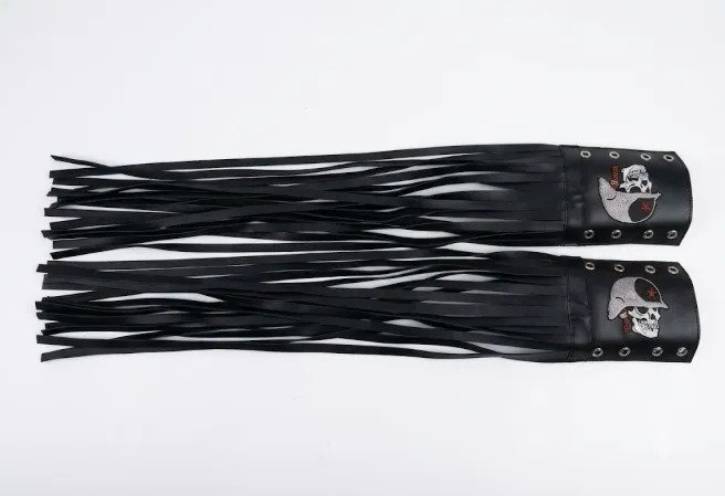 Barbas Bordadas Cubre Puños 70 cm (par) - Bordada skullh / Negro