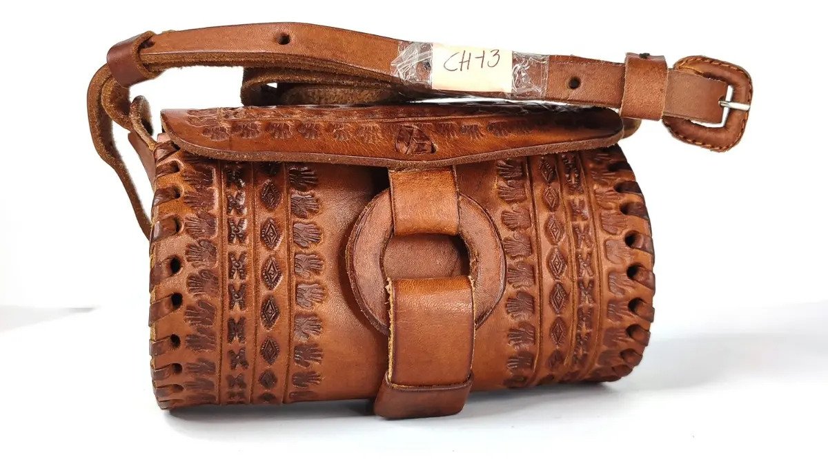 Bolso Artesanal de Vaqueta para Dama (Chico) Vaqueta / vaqueta obscuro