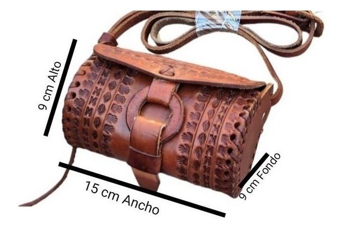 Bolso Artesanal de Vaqueta para Dama (Chico) - Vaqueta / vaqueta obscuro