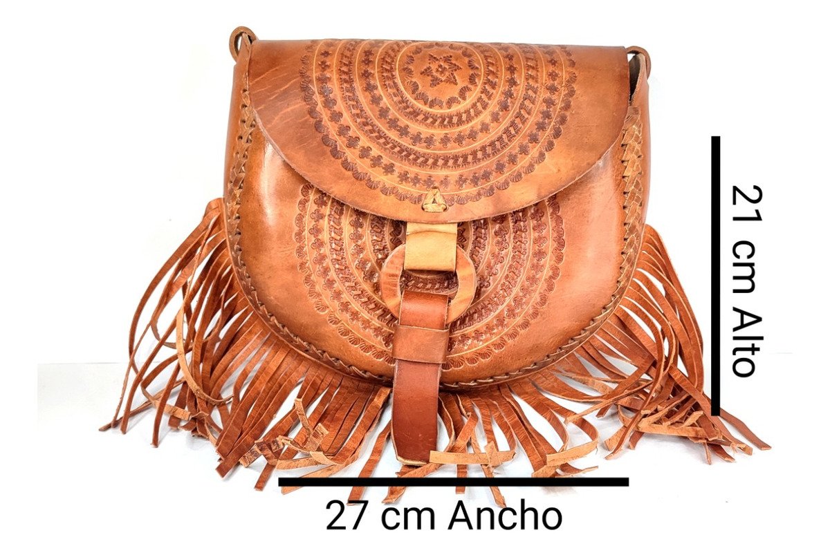 Bolso de Piel Artesanal para Dama (Vaqueta) - Vaqueta / Vaqueta Claro / Lisa