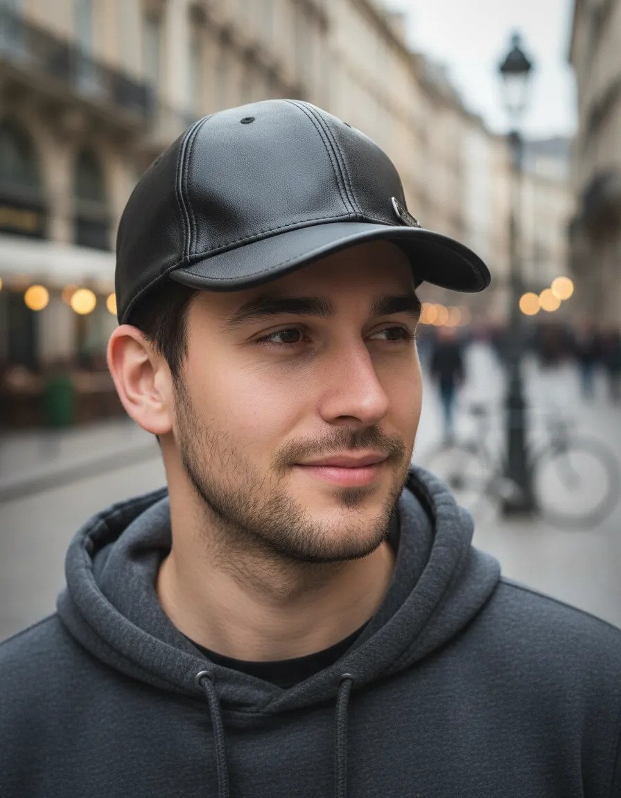 Cachucha Gorra de Piel Excelente Calidad Lk - Negro-Negro