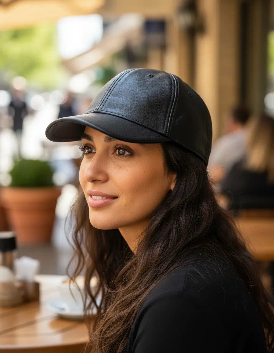 Cachucha Gorra de Piel Excelente Calidad Lk - Negro-Negro