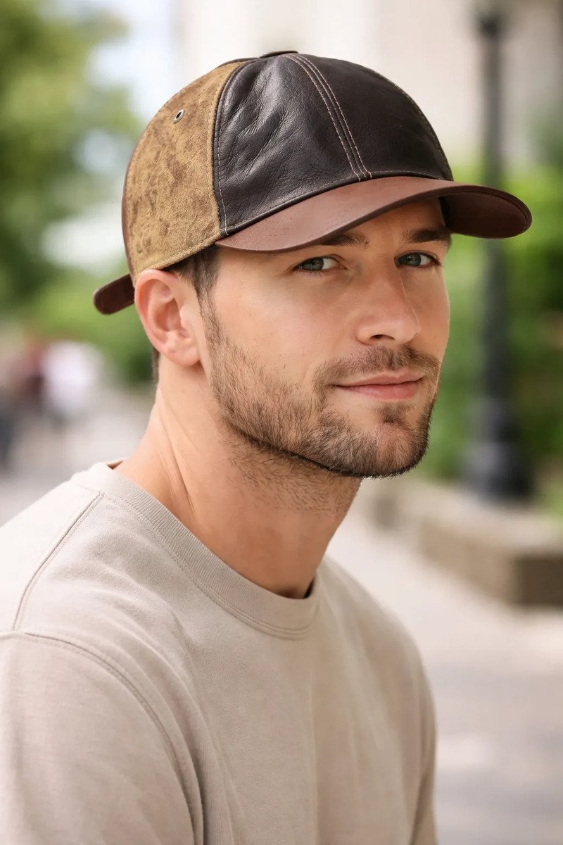 Cachucha Gorra de Piel Excelente Calidad Lk - Cafe- Camel