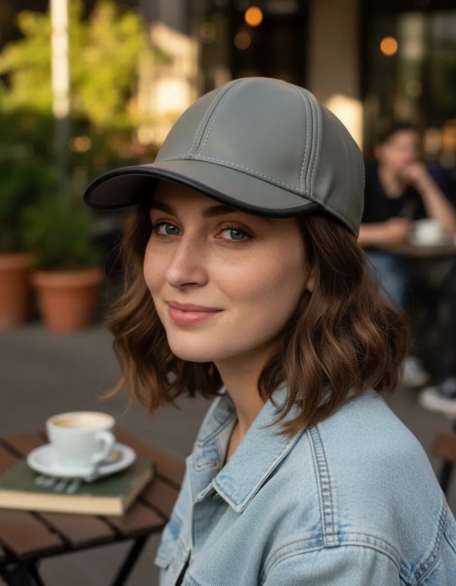 Cachucha Gorra de Piel Excelente Calidad Lk - Gris piel