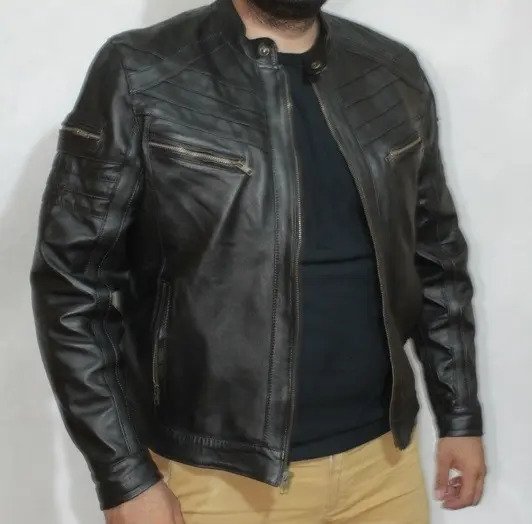 Chamarra de Piel 100% para Caballero Negra