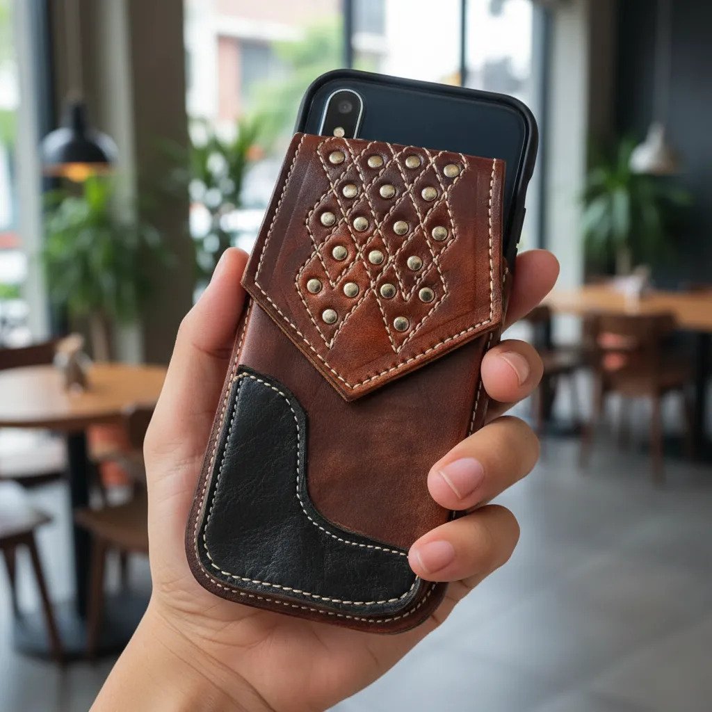 Funda Porta Celular de Piel – Nuevos Diseños - Boot - Cafe