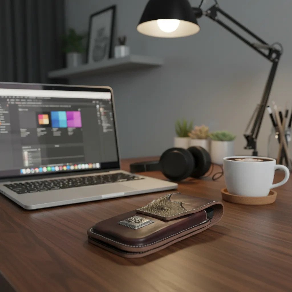 Funda Porta Celular de Piel – Nuevos Diseños - Caballo ballo - Cafe oscuro