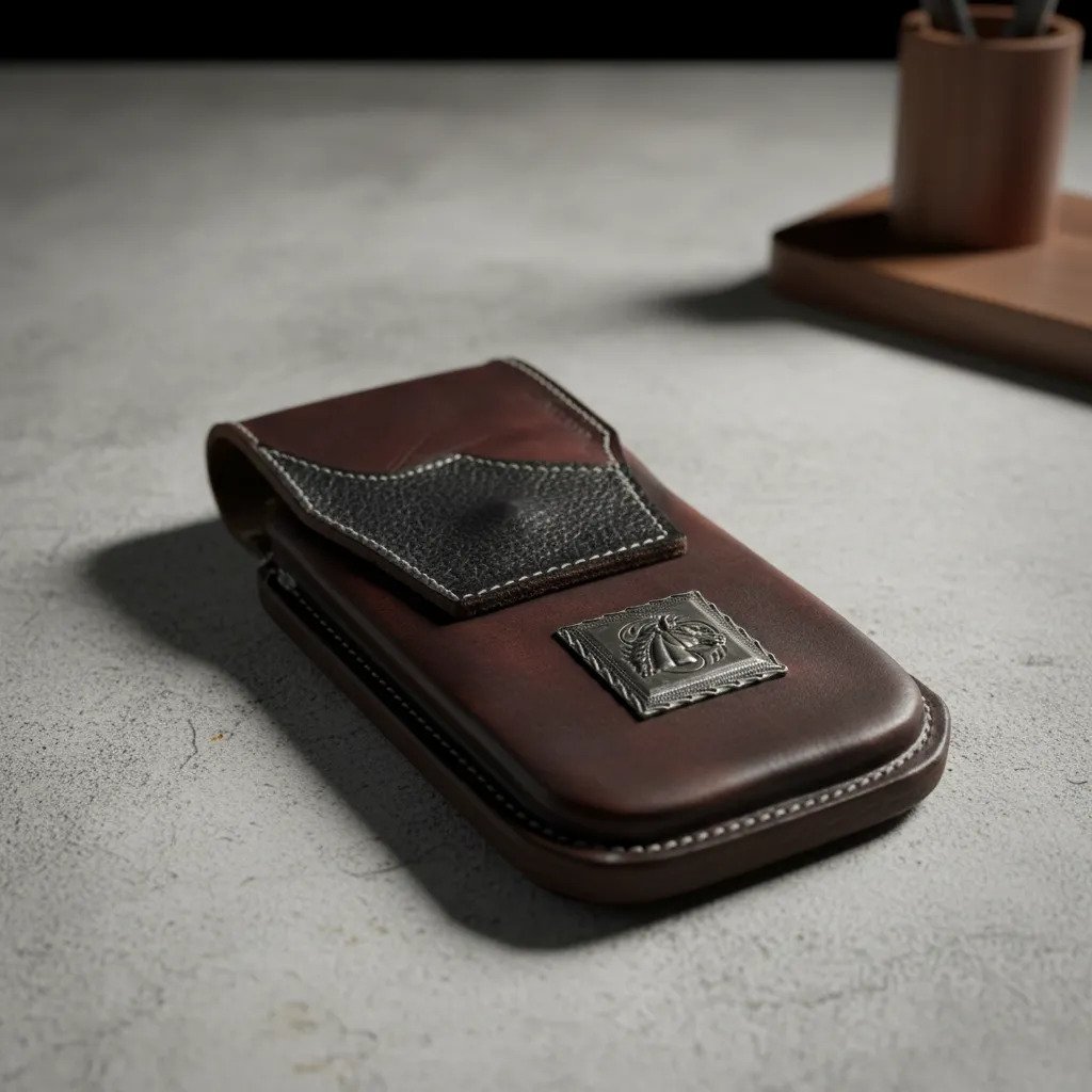 Funda Porta Celular de Piel – Nuevos Diseños - Caballo ballo - Cafe oscuro