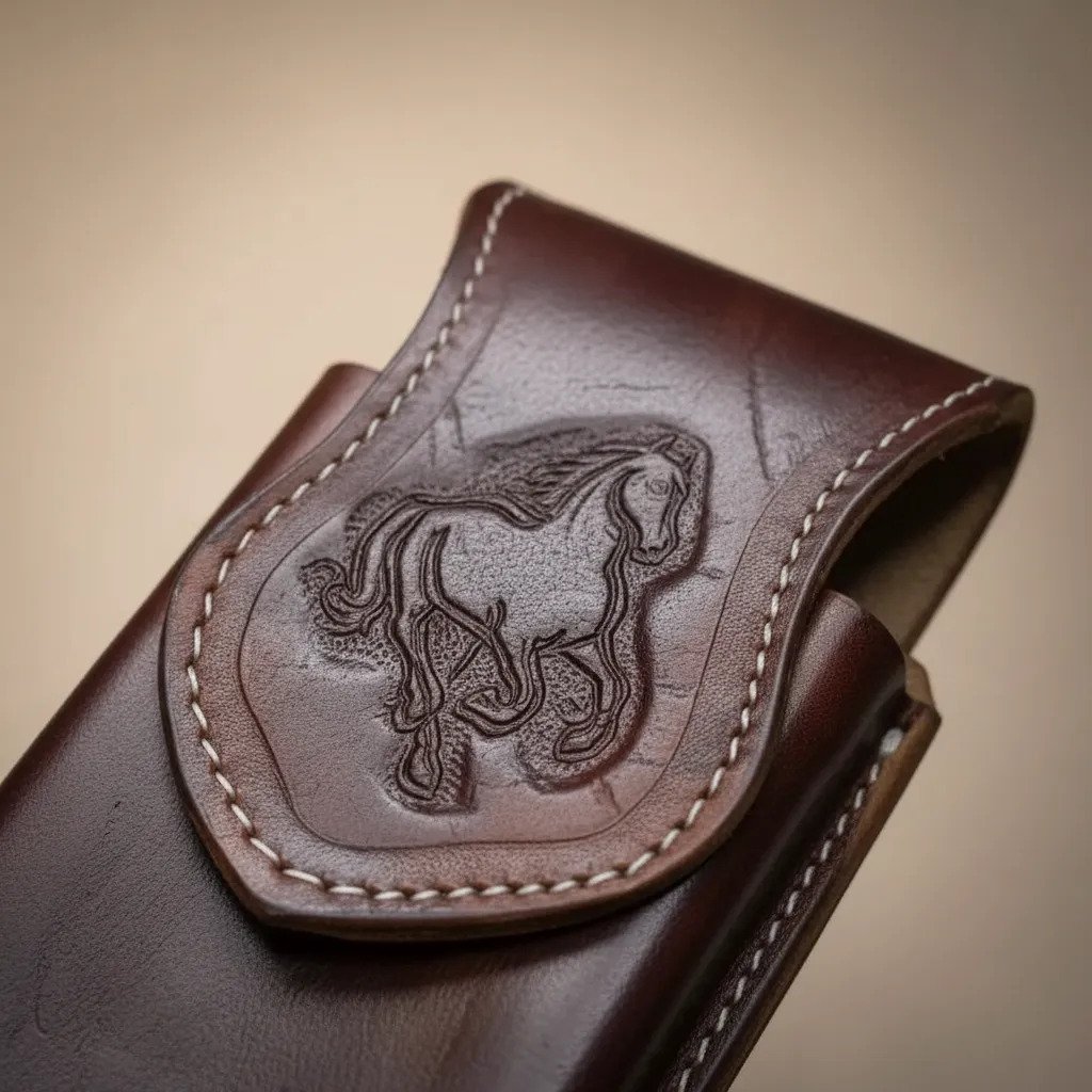 Funda Porta Celular de Piel – Nuevos Diseños - Caballo tinto - Cafe tinto