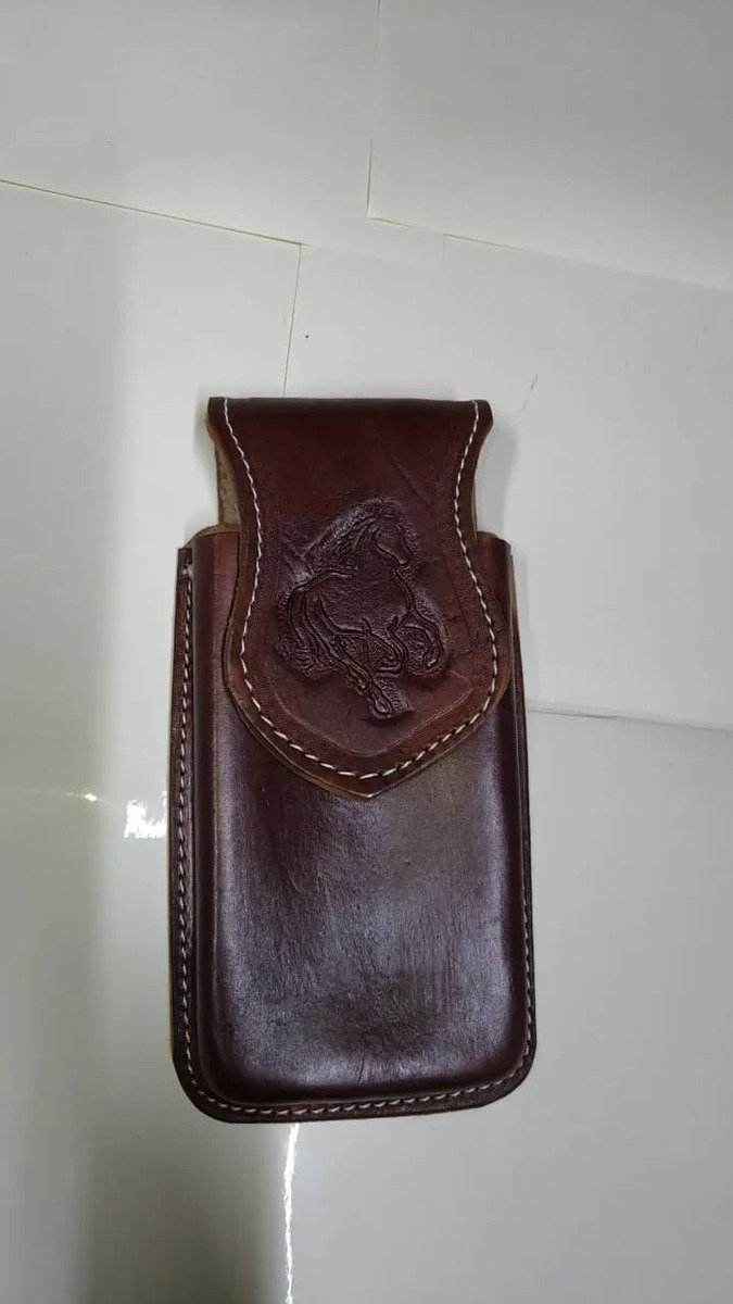 Funda Porta Celular de Piel – Nuevos Diseños - Caballo tinto - Cafe tinto