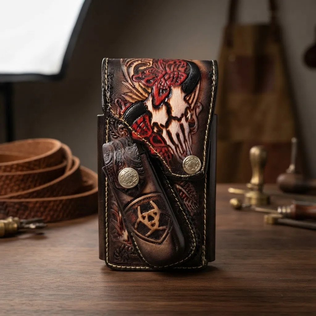Funda Porta Celular de Piel – Nuevos Diseños - Boot - Cafe Cafe encendedor - Cafe
