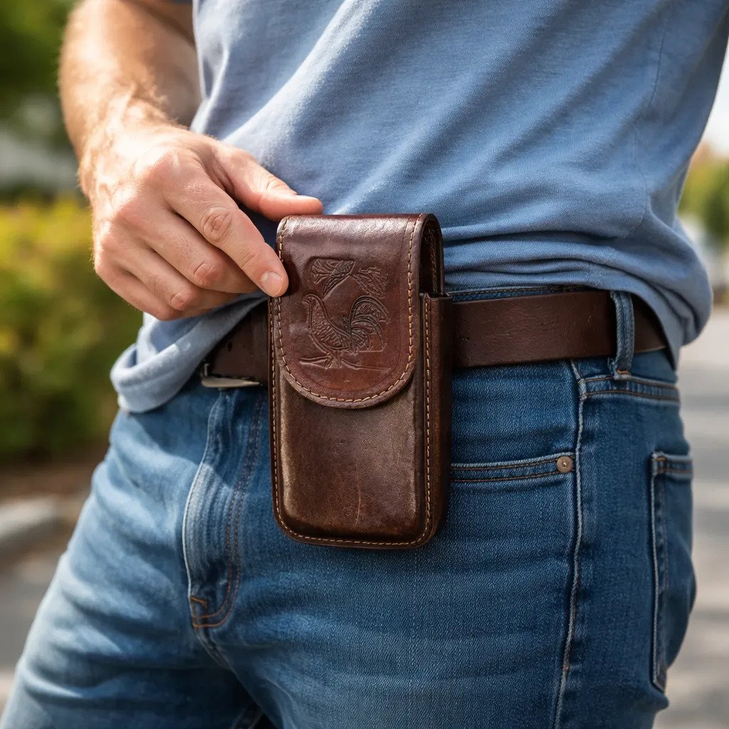 Funda Porta Celular de Piel – Nuevos Diseños - Cafe rancho - Cafe