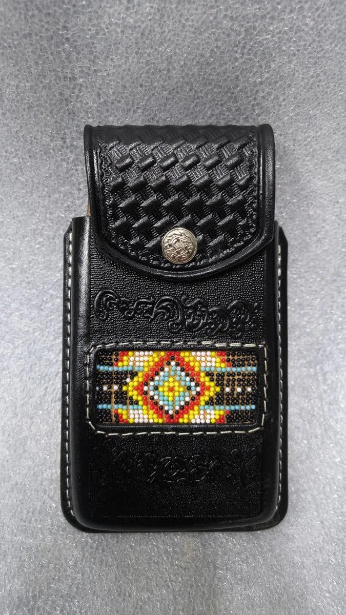 Funda Porta Celular de Piel – Nuevos Diseños - Colors rombos - Negro