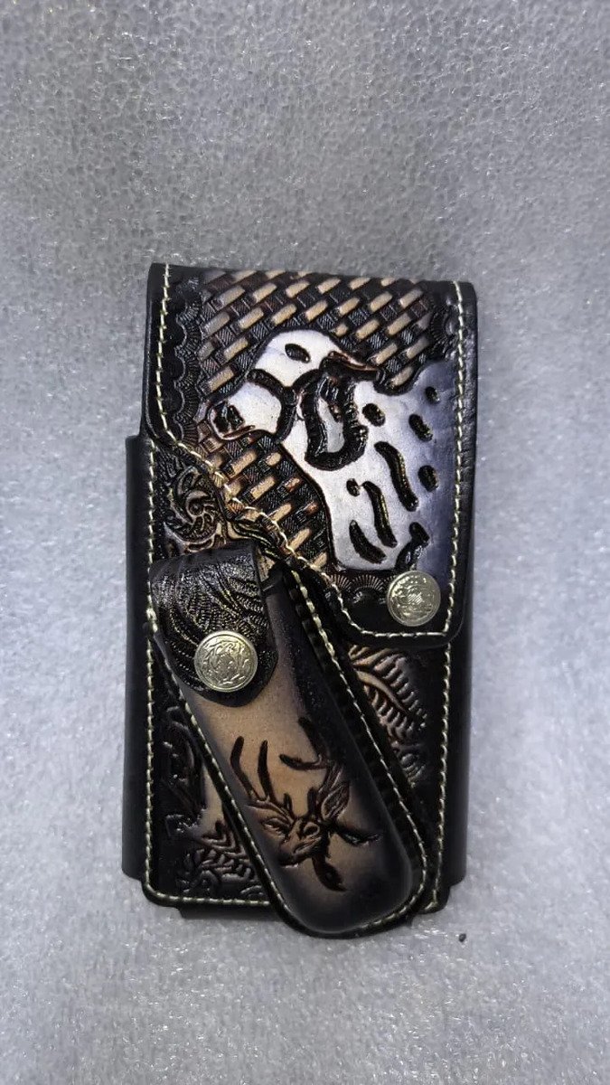 Funda Porta Celular de Piel – Nuevos Diseños - Encendedor - Cafe