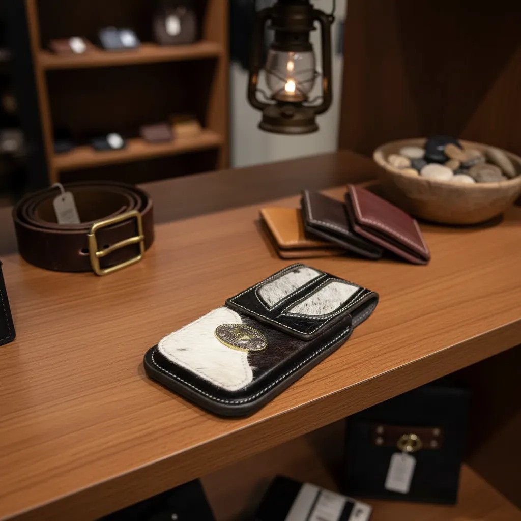 Funda Porta Celular de Piel – Nuevos Diseños - Boot - Cafe Gallov - Cafe oscuro