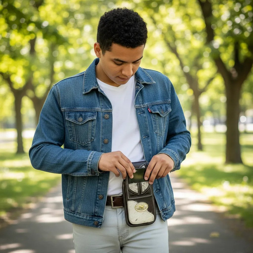 Funda Porta Celular de Piel – Nuevos Diseños - Gallov - Cafe oscuro