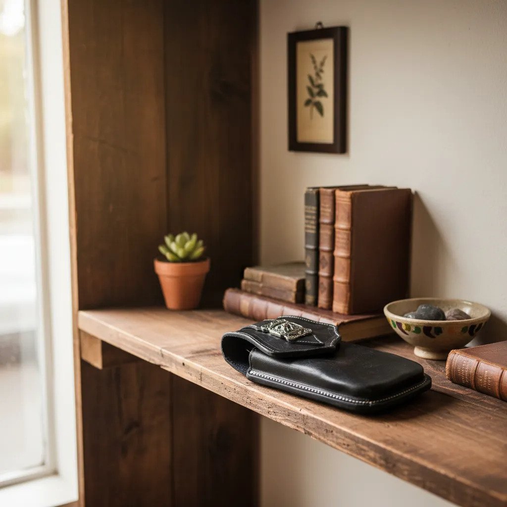 Funda Porta Celular de Piel – Nuevos Diseños - Boot - Cafe Horse - Negro
