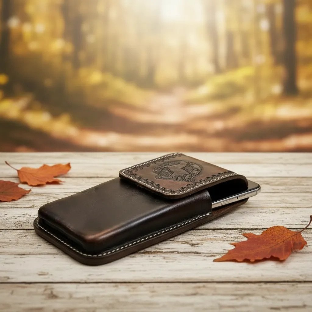 Funda Porta Celular de Piel – Nuevos Diseños - Horseh - Cafe oscuro