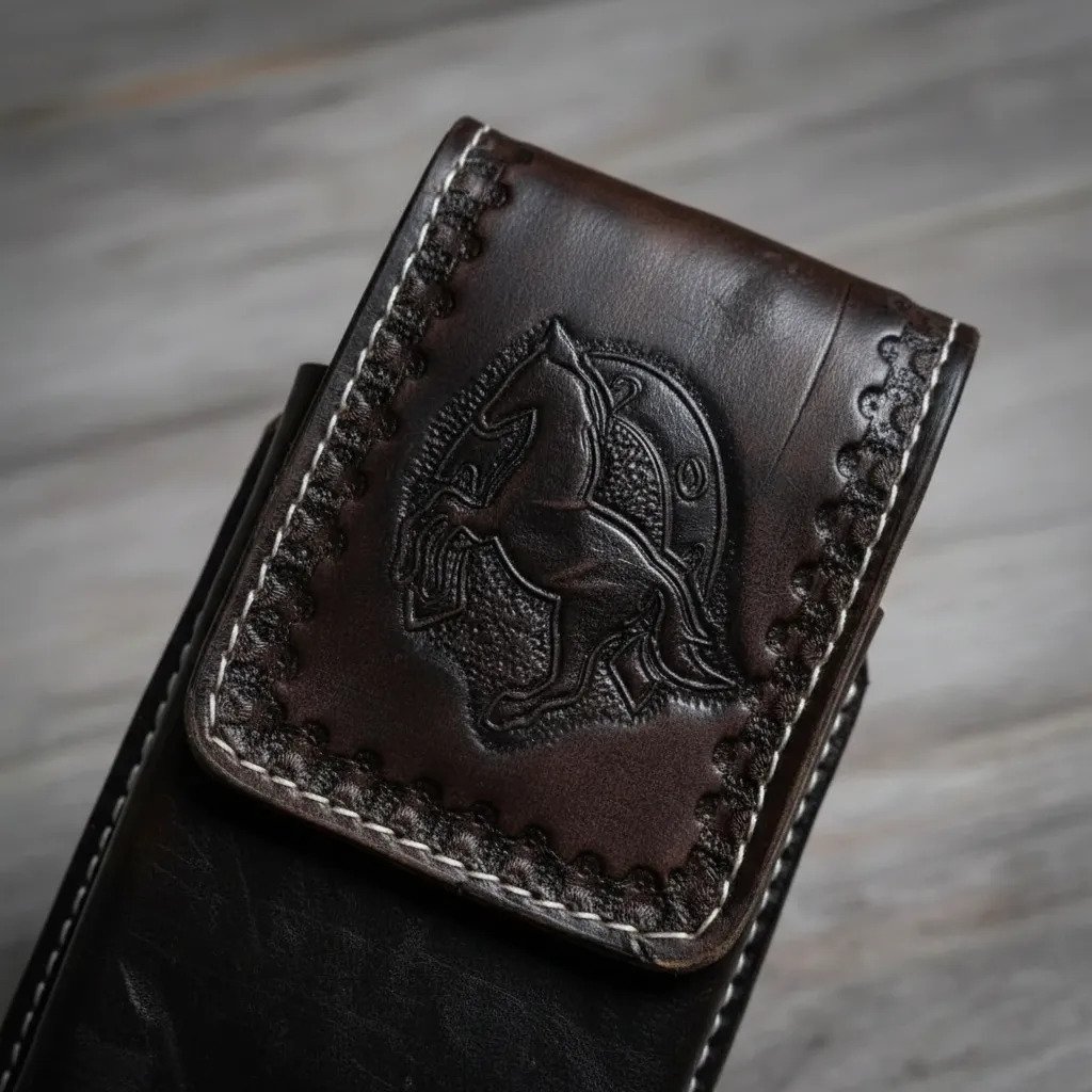 Funda Porta Celular de Piel – Nuevos Diseños - Horseh - Cafe oscuro